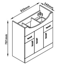 AVER-GROWTH Freestanding Bathroom Vanity Unit Gloss White Flat Pack Bathroom Cabinets Only 820(W)X340X(D)X781(H)mm With 3 Door 2 Drawer - thumbnail 6