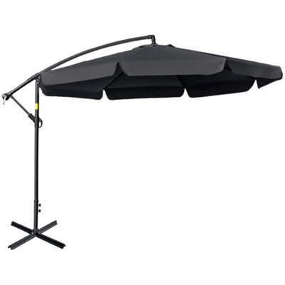 Matteo 2.7M Black Cantilever Garden Parasol With Crank Handle & Cross Base - Perfect For Outdoor Shade & Dining - image 1
