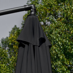 Matteo 2.7M Black Cantilever Garden Parasol With Crank Handle & Cross Base - Perfect For Outdoor Shade & Dining - thumbnail 8
