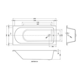Royal Bathrooms Breeze 1700 X 750mm Acrylic Single Ended Round Edged White Straight Bath With Chrome Wall Profile Screen & Front Panel - thumbnail 7