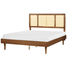 Beliani Bed With Led Rattan Auray 160 X 200 Cm (Eu King Size) Brown - thumbnail 4