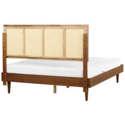 Beliani Bed With Led Rattan Auray 160 X 200 Cm (Eu King Size) Brown - thumbnail 6