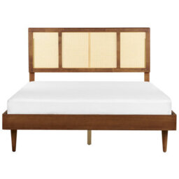 Beliani Bed With Led Rattan Auray 160 X 200 Cm (Eu King Size) Brown - thumbnail 5