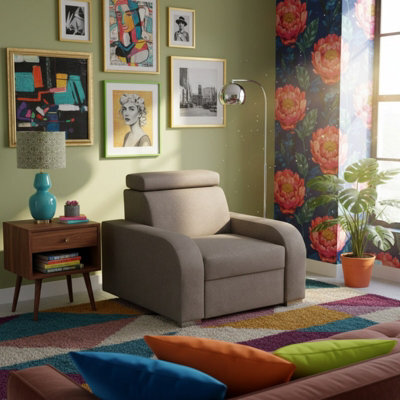 Oslo M 1 Armchair With Adjustable Headrest Mdf And Particle Board Frame Upholstered Back 105X100X85 100Cm Brown - image 1