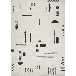 Livabliss Freud-Modern Ivory Black High Pile Living Dining Bedroom Rug 200 X 275 Cm Easy Care, Non Shedding - thumbnail 1