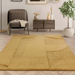 Furniturebox Uk Rift Mustard Yellow Carved Arches Rug 160X230 - thumbnail 1