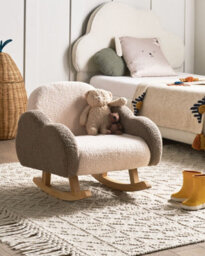 Beliani Kids Rocking Chair Cloud Skare Boucle Beige - thumbnail 2