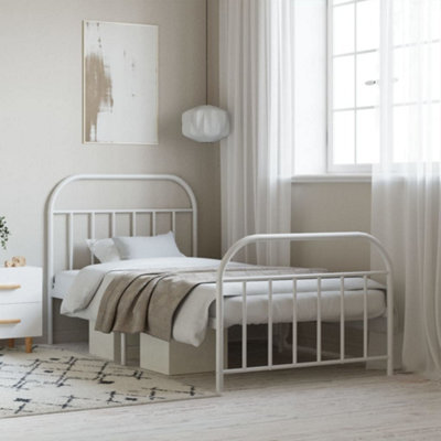 Berkfield Metal Bed Frame With Headboard And Footboard White 100X190 Cm - image 1