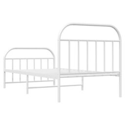 Berkfield Metal Bed Frame With Headboard And Footboard White 100X190 Cm - thumbnail 8