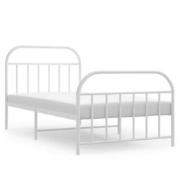 Berkfield Metal Bed Frame With Headboard And Footboard White 100X190 Cm - thumbnail 2