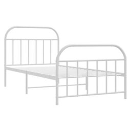 Berkfield Metal Bed Frame With Headboard And Footboard White 100X190 Cm - thumbnail 5