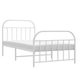 Berkfield Metal Bed Frame With Headboard And Footboard White 100X190 Cm - thumbnail 4