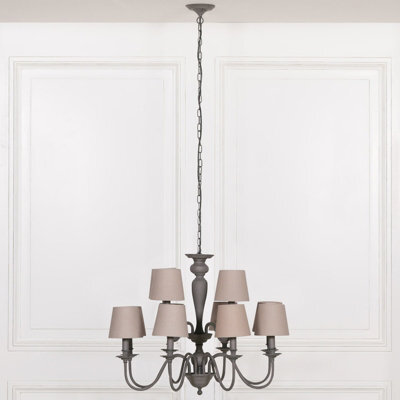 Grey 12 Branch Chandelier With Shades - image 1