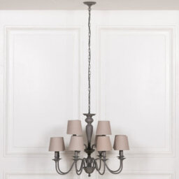 Grey 12 Branch Chandelier With Shades - thumbnail 6