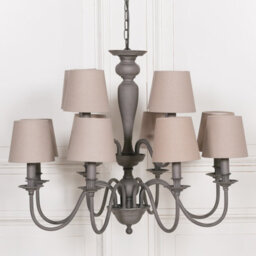Grey 12 Branch Chandelier With Shades - thumbnail 2