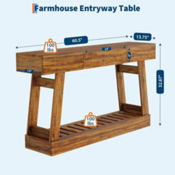 "60"" Entryway Table W Drawer Narrow Console Table Living Room Sofa Table" - thumbnail 2