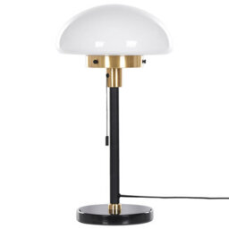 Beliani Table Lamp 55 Cm Matte Black With Brushed Gold And White Half-Globe Glass Shade - thumbnail 2
