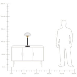 Beliani Table Lamp 55 Cm Matte Black With Brushed Gold And White Half-Globe Glass Shade - thumbnail 8