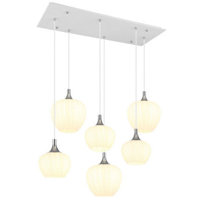 Luminosa Lighting Luminosa Maxy Cluster Pendant Ceiling Light White Matt Opal Glass Shade 6X E27 - image 1