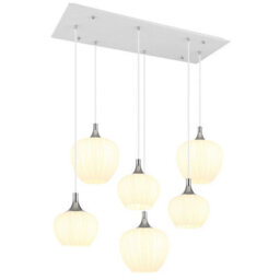 Luminosa Lighting Luminosa Maxy Cluster Pendant Ceiling Light White Matt Opal Glass Shade 6X E27