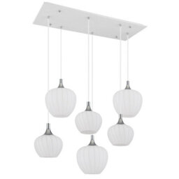 Luminosa Lighting Luminosa Maxy Cluster Pendant Ceiling Light White Matt Opal Glass Shade 6X E27 - thumbnail 2