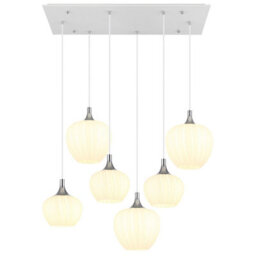 Luminosa Lighting Luminosa Maxy Cluster Pendant Ceiling Light White Matt Opal Glass Shade 6X E27 - thumbnail 3