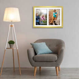 AK Frames 20X14 Gold Sleek Multi Photo Frame With White Mount - Holds 2 Apertures (2X) A4 Photos - thumbnail 3