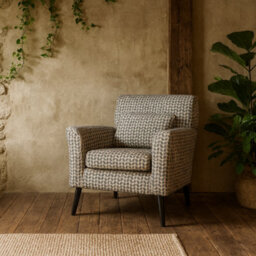 Wyld Haus Niteroi Grey Patterned Fabric Accent Armchair With Plush Cushioning And Spiral Legs - thumbnail 1