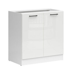 Impact Furniture Kitchen Base Unit 800mm Cabinet 2 Door 80Cm Cupboard Chalk White Gloss Storage Freestanding Modular Junona - thumbnail 2