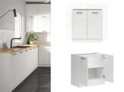 Impact Furniture Kitchen Base Unit 800mm Cabinet 2 Door 80Cm Cupboard Chalk White Gloss Storage Freestanding Modular Junona