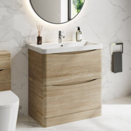 Affine 800mm Bathroom Vanity Unit Floorstanding Furniture Cabinet Basin Soft Close Oak - thumbnail 2