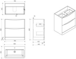 Affine 800mm Bathroom Vanity Unit Floorstanding Furniture Cabinet Basin Soft Close Oak - thumbnail 7
