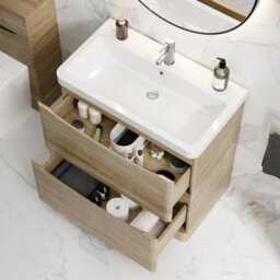 Affine 800mm Bathroom Vanity Unit Floorstanding Furniture Cabinet Basin Soft Close Oak - thumbnail 3