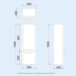 Nes Home 350mm White Wall Hung Tall Storage Cabinet With Adjustable Shelves - thumbnail 5