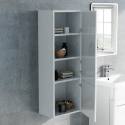 Nes Home 350mm White Wall Hung Tall Storage Cabinet With Adjustable Shelves - thumbnail 3