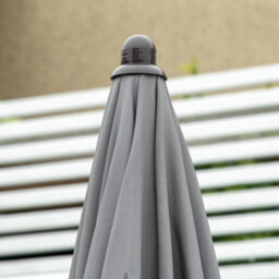 Wyld Haus Misotte 6-Piece Outdoor Dining Set, Grey And Coffee - 4 Folding Mesh Chairs, Round Tempered Glass Table And Parasol - thumbnail 8