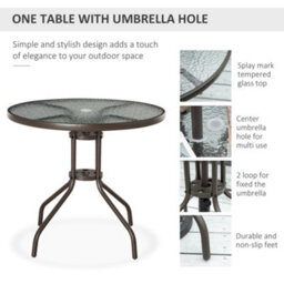 Wyld Haus Misotte 6-Piece Outdoor Dining Set, Grey And Coffee - 4 Folding Mesh Chairs, Round Tempered Glass Table And Parasol - thumbnail 4