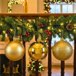 Shatchi Set Of 3 - 25Cm Dark Gold Christmas Baubles (Glossy, Matte, Glitter) Décor Pack - thumbnail 2