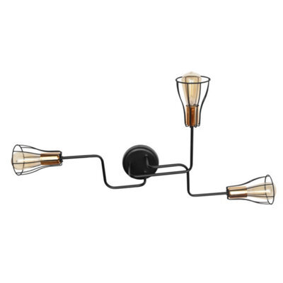 Luminosa Lighting Luminosa Tube Multi Arm Semi Flush Ceiling Light Black, Copper 82Cm