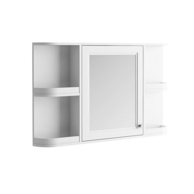 Plum&clay Fairmont Matt White Traditional Bathroom Mirror Cabinet (W)1170mm (H)700mm