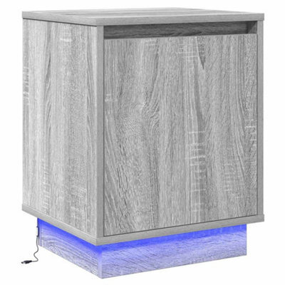 Berkfield Modern Bedside Cabinet With Led Lights Grey Sonoma 39X34,5X50 Cm - image 1