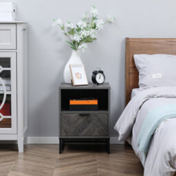 Homcom Bedside Table, Sofa Side Table W/ Drawer And Shelf Living Room, Bedroom - thumbnail 7
