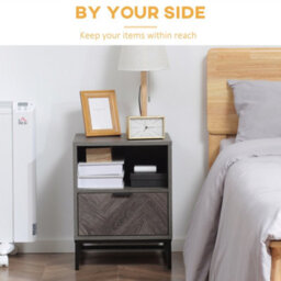 Homcom Bedside Table, Sofa Side Table W/ Drawer And Shelf Living Room, Bedroom - thumbnail 4