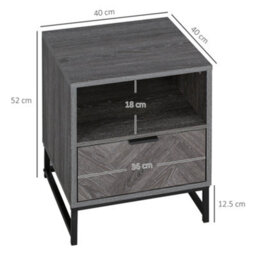 Homcom Bedside Table, Sofa Side Table W/ Drawer And Shelf Living Room, Bedroom - thumbnail 3