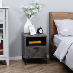 Homcom Bedside Table, Sofa Side Table W/ Drawer And Shelf Living Room, Bedroom - thumbnail 1