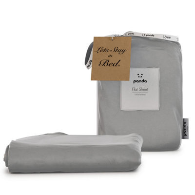 panda London 100% Bamboo Bedding Flat Sheet Quiet Grey - image 1
