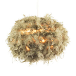 Happy Homewares Modern And Unique Large Olive Green Feather Decorated Pendant Shade - thumbnail 2