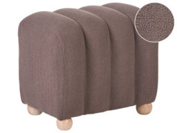 Wyld And Coco Brown Boucle Teddy Ottoman Pouffe With Wooden Legs, Rectangular W49 X D38 X H46 Cm - thumbnail 2