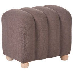 Wyld And Coco Brown Boucle Teddy Ottoman Pouffe With Wooden Legs, Rectangular W49 X D38 X H46 Cm - thumbnail 3