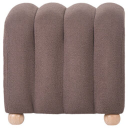 Wyld And Coco Brown Boucle Teddy Ottoman Pouffe With Wooden Legs, Rectangular W49 X D38 X H46 Cm - thumbnail 4